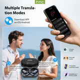 【AI Translator Earbuds】HTC NE25 Bluetooth Earphones LCD Touch Screen Sport Wireless Headphones Long Life with HD Mic