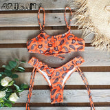 New Sexy Bikini Women Print  Bikini Set Halter Backless Swimsuit Swim Wear Biquini Dot biquini female Beachwear Sexy Bikini Set