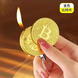 Creative and Fun Bitcoin Butane Gas Lighter Open Flame Lighter Virtual Coin Pendant Mini Portable Lighter Smoking Men's Gift
