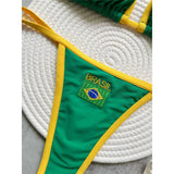 G-string Thong Brazilian Bikini Women Swimwear Female Swimsuit Two-pieces Bikini Set Bather Brasil Flag Bathing Suit Beachwear