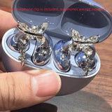 Creative Butterfly Earphone Clips Silver Tassels Headphone Accessories Two Pieces Set Artificial Crystals Earphone Decorations