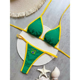 G-string Thong Brazilian Bikini Women Swimwear Female Swimsuit Two-pieces Bikini Set Bather Brasil Flag Bathing Suit Beachwear