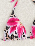 XS - L Floral Leopard Printed Halter Bikini Women Swimwear Female Swimsuit Two-pieces Bikini set Bather Bathing Suit Swim Lady