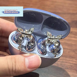 【1Pair Butterfly Rhinestone Decor For Clip On Earbuds Open Ear Accessories Removeable DIY Earphone Decoration】