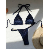 S- XL Leopard Halter Mini Micro Thong Bikini Women Swimwear Female Swimsuit Two-Pieces Bikini Set Bather Bathing Suit Swim V5207