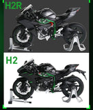 1:9 Scale H2R Motorcycle Model Toy Car Alloy Body Ignitable Start Spray Motor Models Shock Absorption Vehicles