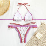 New Sexy Bikini Women Print  Bikini Set Halter Backless Swimsuit Swim Wear Biquini Dot biquini female Beachwear Sexy Bikini Set