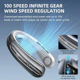 8000mAh USB Hanging Neck Fan Portable Bladeless Mini Rechargeable Mute LED Digital Display Electric Air Cooler Handheld