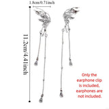 Creative Butterfly Earphone Clips Silver Tassels Headphone Accessories Two Pieces Set Artificial Crystals Earphone Decorations