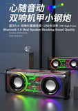 V8 Transparent Mecha Speakers Bluetooth 5.0 Wireless Double Bass Diaphragm Subwoofer Music TWS RGB Light Mini Party Loudspeaker