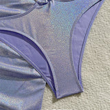With Sarong Glitter Sparkling Depp V Neck One Piece Swimsuit Women Swimwear Female Cut Out Halter Bather Bathing Suit Swim V5754