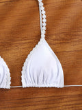 ZRTAK Sexy 3D Floral Bikini Set Lace Bordered Triangle Swimwear Women 2026 Bikinis Swimsuit Micro Thong Bandage Bathing Suits
