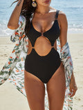 Metal Rings Tummy Cut Out Women Swimwear One Piece Swimsuit Female High Cut Monokini Hollow out Bather Bathing Suit Swim Lady