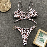 Sexy Metal Rings Leopard Brazilian Bikini Female Swimsuit Women Swimwear Two-piece Bikini set Bather Bathing Suit Swim V1441L