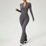TRY TO BN Women's Fitness Jumpsuit Long Sleeve Zipper High Strength Yoga Bodysuit For Gym Workout Sportswear One Piece Clothing