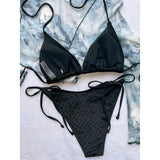 New Halter Velvet High Leg Cut Bikini Women Swimwear Female Swimsuit Two-Pieces Bikini Set Padded Bather Bathing Suit Swim V4502