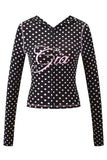 gia slim fit letter printed open thread design hooded zipper short jacket pants set