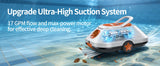 Cordless Robotic Pool Cleaner with 210Mins Long Runtime Automatic Pool Vacuum Smart Path Planning Auto-Parking Large Coverage Up to 2200 Sq.Ft