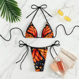 S - XL Sexy Two-Pieces Bikini Set Bather Bathing Suit Swim Printed Halter Padded Bikini Female Swimsuit Women Swimwear V4910