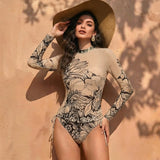 Women's Two Piece Swimwear Long Sleeve Mesh Swimsuit UPF 50+ 2026 New Smart Swimsuit SPF High Elasticity Padded Beachwear
