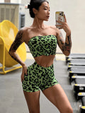 Leopard Print Fitness Sports Yoga Shorts Women's Summer V Waist Thin Hip Lifting Nude Feeling Quick Drying