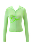 Gia Slim-Fit Letter Print Topstitching Design Hooded Zip-Up Jacket and Pants Set