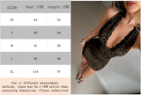 Lace Halter Sexy Leopard Print Full Coverage Mini Dress, Suitable For Autumn/Winter, Parties, Gatherings, Banquets, Leopard Prin