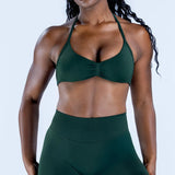 D-LOgo Women Halter Neck 2Pcs Yoga Outfit Padded Sports Bra High Waist Peach Butt Seamless Gym Fitness Short