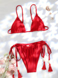 ZRTAK Triangle Bikini Set Sexy Swimwear Women 2026 Bikinis Floral Print Swimsuit Micro Thong Bandage Bathing Suits