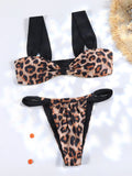 Miyouj 2026 Bikinis Leopard Swimsuit Bandage Bath Wear Sexy Piece Suits Low Waist Swimwear Triangle Bathsuit Summer Biquini