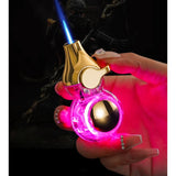 Ransparent Electric Butane Gas Lighter Windproof Straight Torch Lighter Colorful Lights Blue Flame Cool New Gift Hot Sales