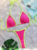 Sexy Halter Pearl Extreme Mini Micro Bikini Female Swimsuit Women Swimwear Two-pieces Bikini set Ribbed Bather Bathing Suit Swim