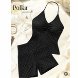2PCS Seamless Dot Print Sports Bra Yoga Set VHigh Waist Biker Scrunch Shorts Outfit Workout Tracksuit For Women Active Wear XP36