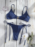 Miyouj Triangle Swimwear Sexy Swimsuits Solid Bikini String Bathsuit Women's Two Piece Suit Push Up Swimsuit High Cut Bikini Set