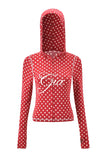 Iamgia New Front Shoulder Slim Fit Letter Printed Open Line Design Slim Fit Hooded Zipper Short Jacket Pants Set