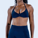 D-LOgo Women Halter Neck 2Pcs Yoga Outfit Padded Sports Bra High Waist Peach Butt Seamless Gym Fitness Short