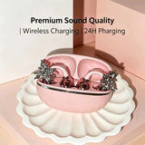 Fashion OWS Clip On Earbuds ENC Clear Call Low Latency Bluetooth Headphones with Free Rhinestone Butterfly Accessories