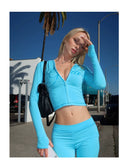 Iamgia New Front Shoulder Slim Fit Letter Printed Open Line Design Slim Fit Hooded Zipper Short Jacket Pants Set