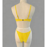 S - XXL Sheer Splicing Bikini Women Swimwear Female Swimsuit Two-Pieces Bikini Set High Leg Cut Bather Bathing Suit Swim V7518