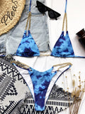 Sexy Halter Metal Chains Brazilian Bikini 2025 Women Swimsuit Female Swimwear Two Pieces Bikini Set Bathing Suit Swim Beach Wear