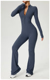 TRY TO BN Women's Fitness Jumpsuit Long Sleeve Zipper High Strength Yoga Bodysuit For Gym Workout Sportswear One Piece Clothing