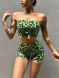 Leopard Print Fitness Sports Yoga Shorts Women's Summer V Waist Thin Hip Lifting Nude Feeling Quick Drying
