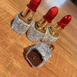 Luxury Diamond Lipstick Inflatable Lighter Mini Butane Pink Water Diamond Portable Lighter High End Women's Smoking Gift