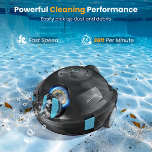 INSE Y10 Cordless Robotic Pool Cleaner,90 Mins Runtime,Self-Parking, for Above/Inground Pools Up to 65ft/1100 Sq.Ft (Black))