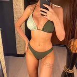3 PCS With Skirt Splicing Halter Bikini Female Swimsuit Women Swimwear Three-Pieces Bikini Set Bather Bathing Suit Swim V4555