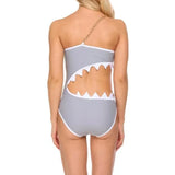 Women Sexy Shark Connected With Decorative Chain Swimwear Sexy Gather Backless Split Bathing Bodysuit Swimming Suit Beach Wear