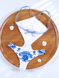 Zrtak Push Up Blue Swimsuit Sexy Swimwear Women Bandeau Beachwear High Waist Bathing Suits Sexy Bodysuit Backless Swimsuits