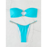 2026 New Sexy Rhinestone Bandeau Thong Bikini Women Swimwear Female Swimsuit Two-piece Bikini set Bather Bathing Suit Swim V3981
