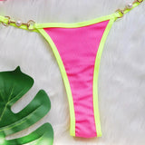 Sexy Halter Pearl Extreme Mini Micro Bikini Female Swimsuit Women Swimwear Two-pieces Bikini set Ribbed Bather Bathing Suit Swim