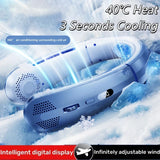 3000mA Portable Mini Hanging Neck Fan Bladeless Neckband Fan Digital Display Power Air Cooler USB Rechargeable Electric Fans